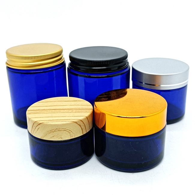 15 20 30 50 100 ml g Small Empty 10g Face Cream Cosmetic Blue Glass Jar Round With Lid Scrub Body Butter Jar