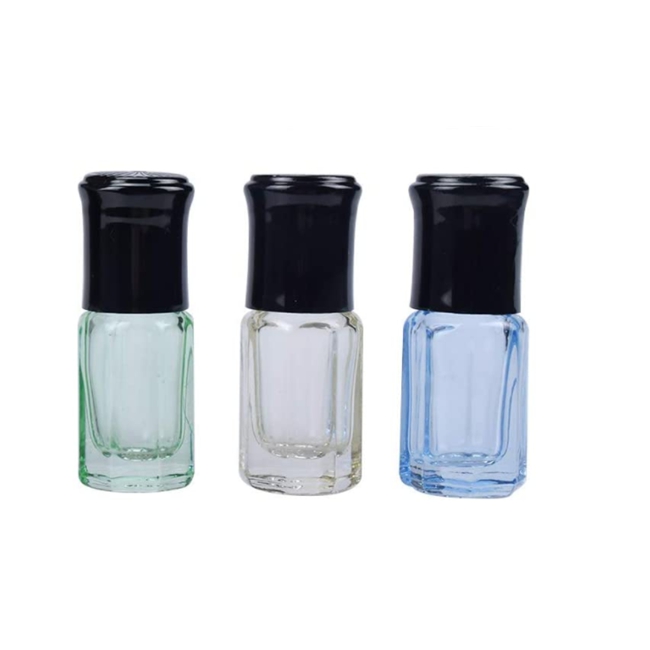 3ml 6ml Octagonal Thick Glass Roll on Bottles Essential Oil Empty Perfume Bottle 12ml