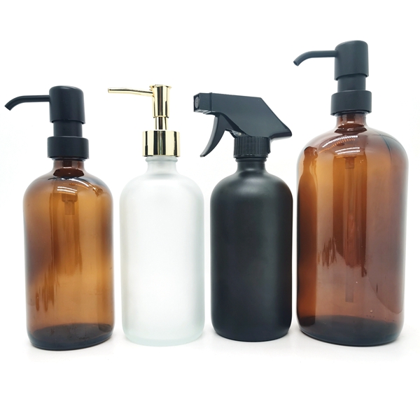 250 500ml Boston Empty Amber/Blue Glass Spray Bottle Essential Oil Bottle Amber Glass Bottles With Spray Nozzle and Cap