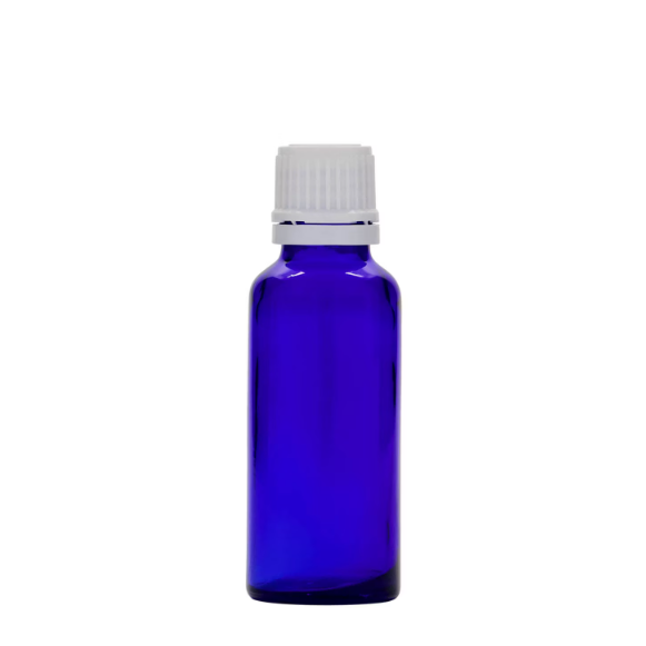 Essential Oil Bottles Perfume  Cosmetic Bottle 30 ml  1oz  Royal Blue Glass Medicine Bottle With  DIN 18 Closure Drip Cap Lids