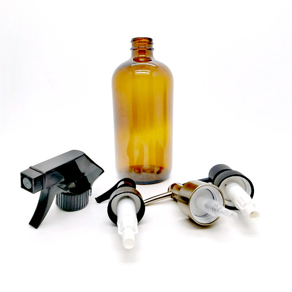 Cosmetic Pump Bottle 500ml Amber Boston Glass Bottle With Plastic Hand Button Make-up Water Sprinkler Garden Spray Bottle