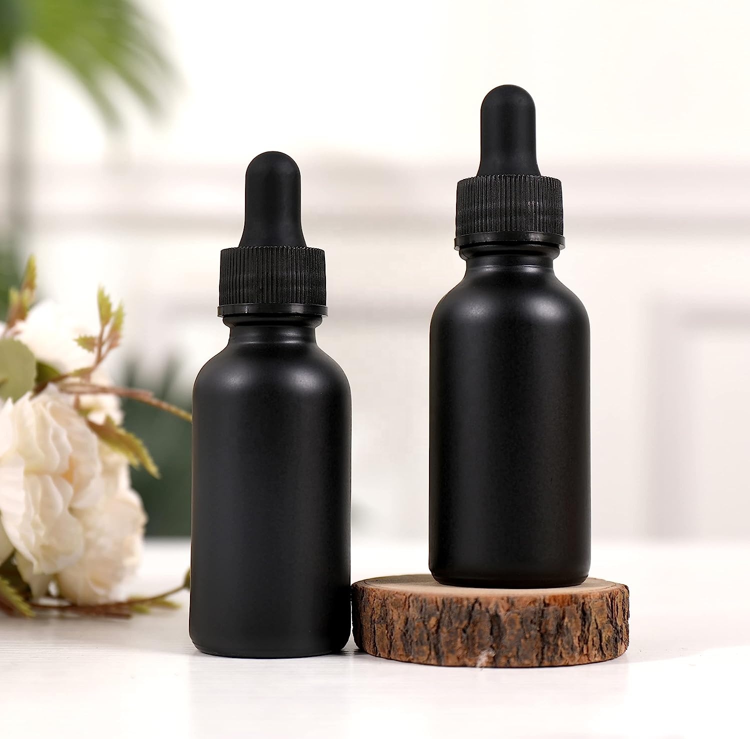 Luxury 1oz 2oz 5ml 10ml 15ml 30ml 100ml Cosmetic Packaging Empty Matte Black Serum Essential Oil Glass Dropper Bottle With Box