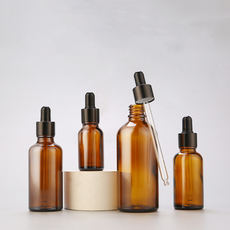 50ml 100ml  Cheap Essential Oil Dropper Bottles Plastic Black Dropper Glass Bottles