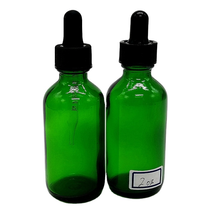Factory 10ml-100ml Eye Essential Oil Glass Green Dropper Bottles With Screen Printing Lid for Oils