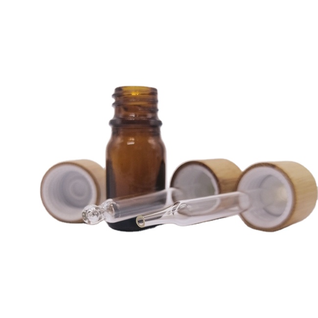 Frosted Amber Vials 5ml 30ml  Essential Oil Glass Dropper Bottles  Brown Bottles 1oz Beard Oil Containers With Bamboo Dropper