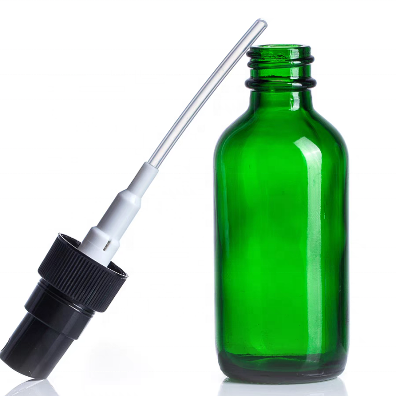 1oz 2oz 4oz 15ml 30ml 60ml 120ml 1 2 4 Oz Green Cosmetics Empty Face Serum Glass Dropper Bottles With Water Mist Sprayer Cap