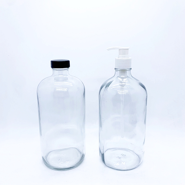 1oz Flint Boston Round Glass Bottle Wholesale