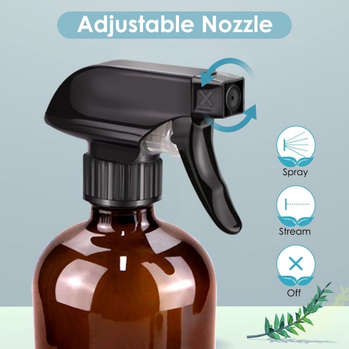 16oz 500ml Room Amber Spray Bottle Glass With Hand Trigger Spray Pump boston Round Glass Bottles 500 ml