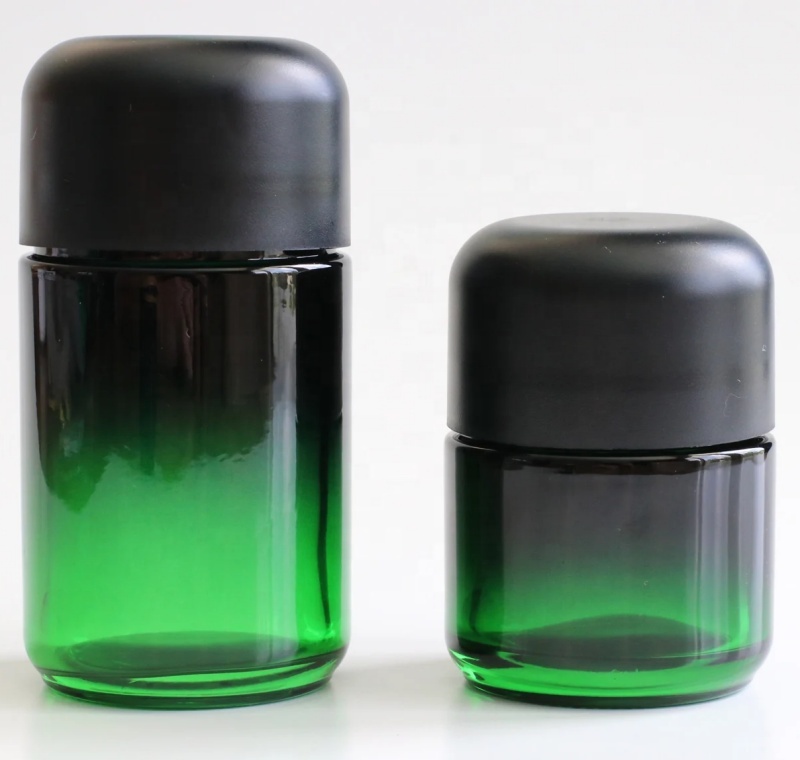 Glass Stash Jars-70ml & 110ml- Spray Green Color Smell Proof-Child Proof Lid-Safe and Secure Jar