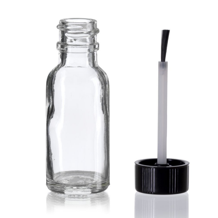 Glass Bottle 15ml 30ml 60ML 1OZ Clear Amber Green Empty Liquid Nail Polish Glass Bottle With Brush Applicator Cap