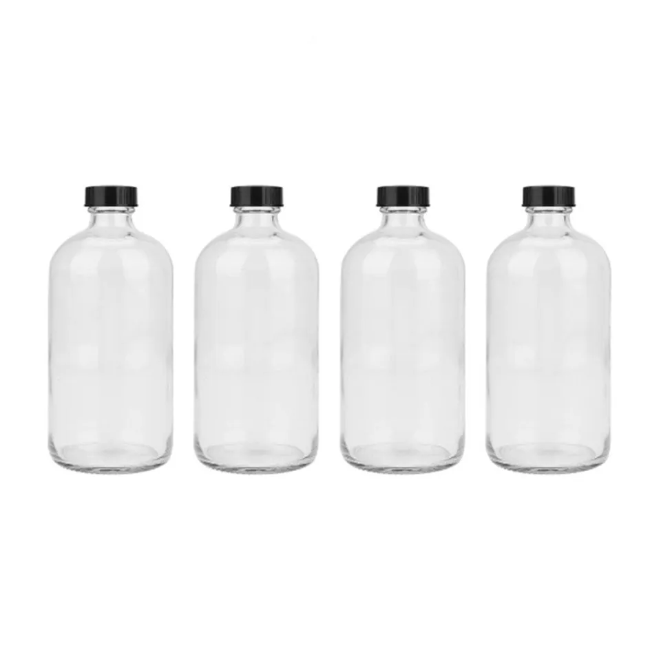 0.2oz 1oz 2oz 4oz 8oz 16oz 32oz Clear  Amber Boston Round Glass Bottle Lower Price