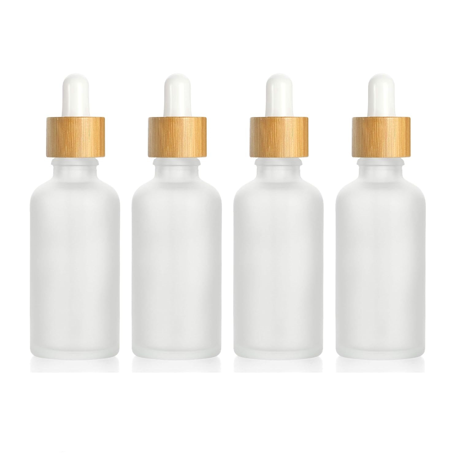 Luxury Skincare Packaging 5ml 10ml 15ml 20ml 30ml 50ml 100ml clear Frosted Essential Oil Bamboo Cap Glass Dropper Bottle