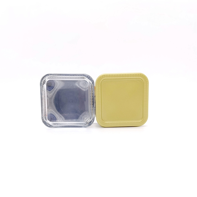 Wholesale 2oz 4oz  Empty Smell Proof Stash Child Resistant Container Child Proof Gold Blue clear Square Glass Jar With CRC Lid