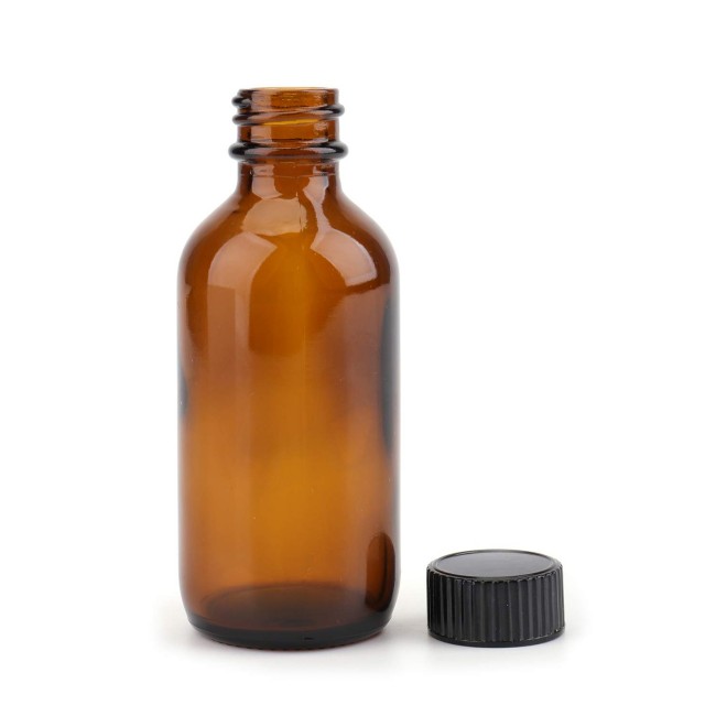 U-Pack 12 4 oz Boston Round Amber Glass Bottles 30ml Capacity With Black Ribbed Cap Beverage Screen Printing Surface Handling