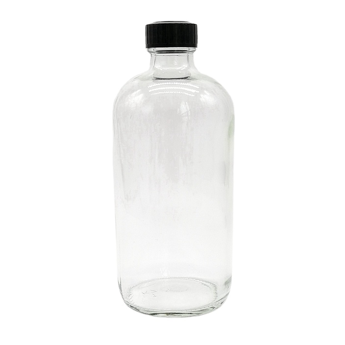250ml 500ml 750ml Custom Color Blue Boston Round clear Glass Shampoo Bottles With Aluminum Cap Matte Surface Handling Empty