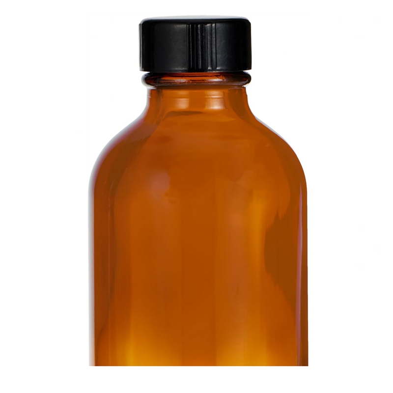 4 oz Amber Glass Bottle Boston Round Bottles With Black Poly Caps Brown Vanilla Extract Bottles for Essential Oil, Perfume