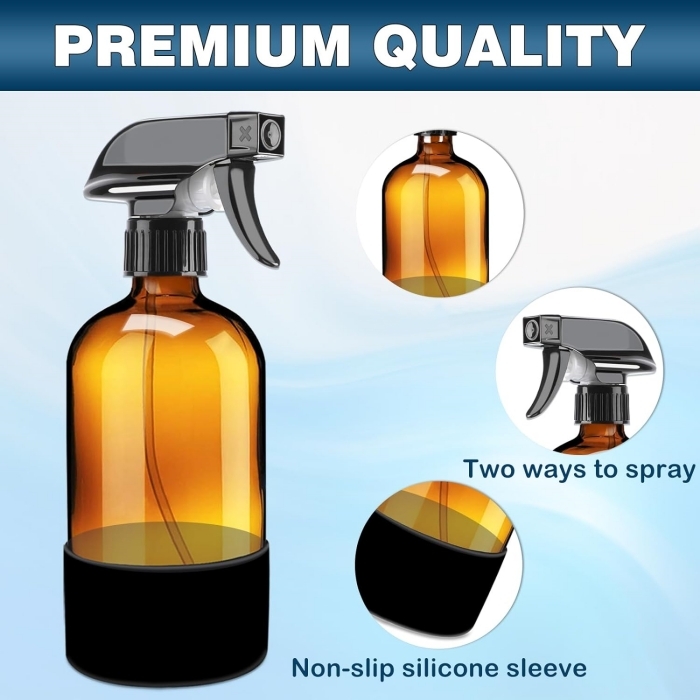 Screen Printed 16oz 8oz 250ml 500ml Clear Amber Frosted Boston Round Glass Liquid Soap Dispenser Pump Spray Bottle for Cosmetic
