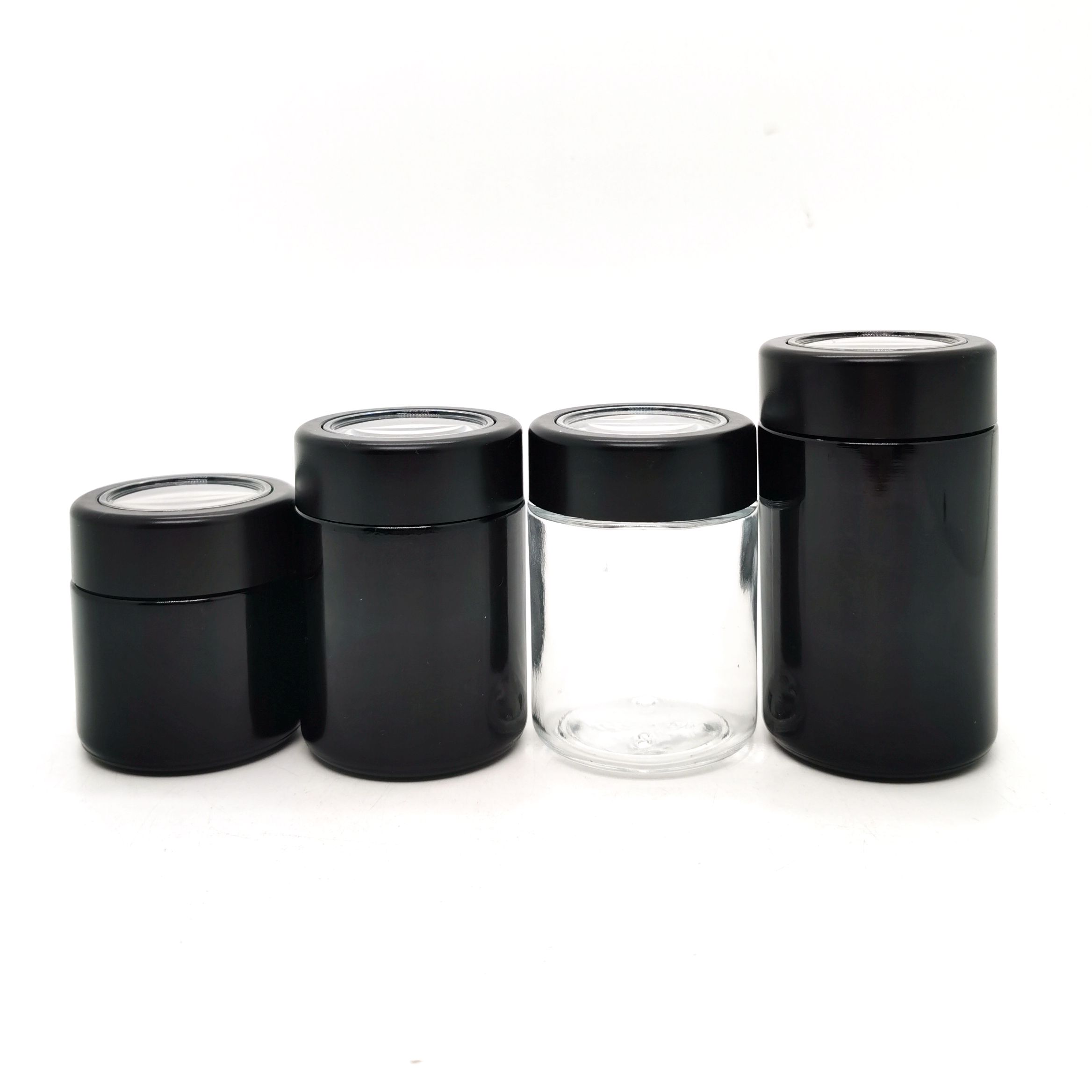 Recyclable 2oz 3oz 4oz Child Resistant Glass Container clear Magnifying Smell Proof Glass Jar With Magnifying Lid