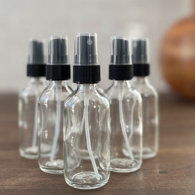 1/2 Oz 1 Fl Oz 2 Oz 4 Oz 15ml 30ml 60ml 120ml Clear Mist Essential Oil Boston Round Spray Pump Glass Bottles