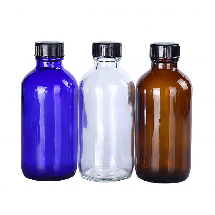 Boston Bottle Clear Blue Amber Green Glass Bottle With Bakerlite Lid