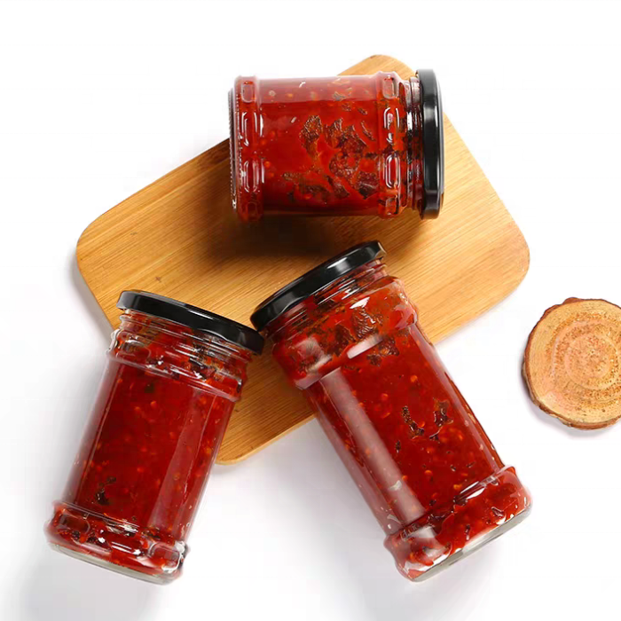 Customizable Round Glass Mason Jars With Metal Lid for Honey Jam Jelly Pickle Pepper and Chilly Sauce
