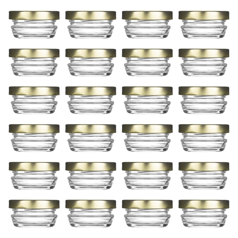 Empty Storage Jars Airtight Caviar Jar 1 oz / 28 g  Small Mini Glass Jars With Tin Lids for Spices, Honey, Jam, Jelly, Candy