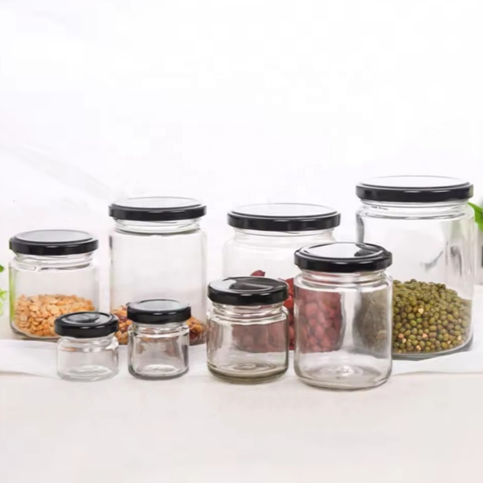 Wide Mouth Glass Mason Jars 150ml 250ml 380ml 500ml 750ml 1000ml 32oz Storage Jar Containers With Metal Lid for Pickle Jam Honey