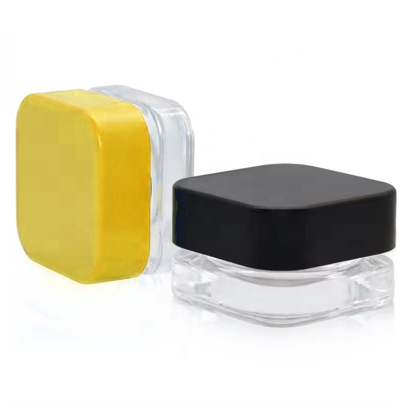 Clear Glass Concentrate Jar Child Proof Lid Square Wide Mouth Glass Container CR Packaging Airtight Custom Logo Packaging Box
