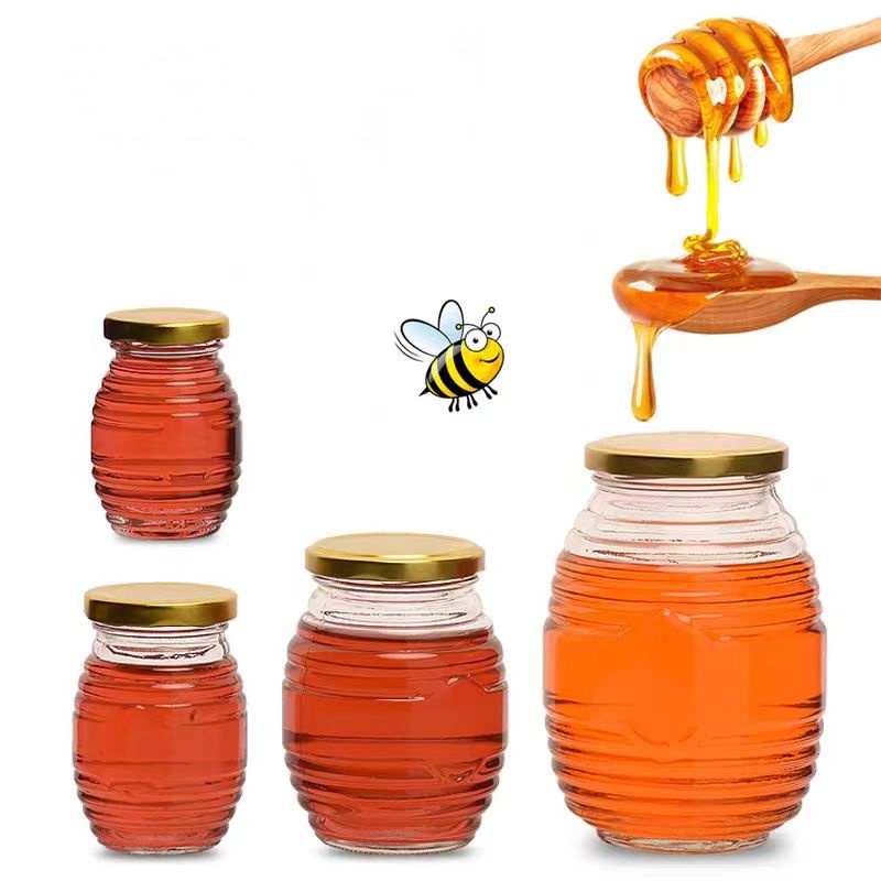 Recyclable Empty 70ml 180ml 380ml 730ml Free Samples Glass Honey Bottle 100ml 250ml 500ml Oval Shape Glass Honey Jars