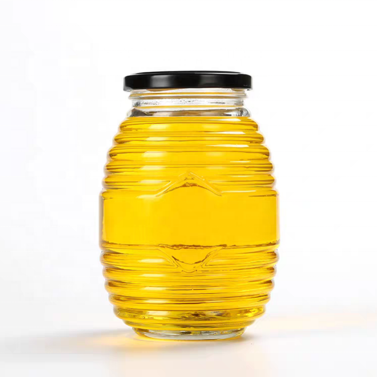 China Factory 100g 250g 500g 1000g Bee Storage Pot Container Thread Shaped Honey Jars Honeycomb Shaped Glass Honey Jars