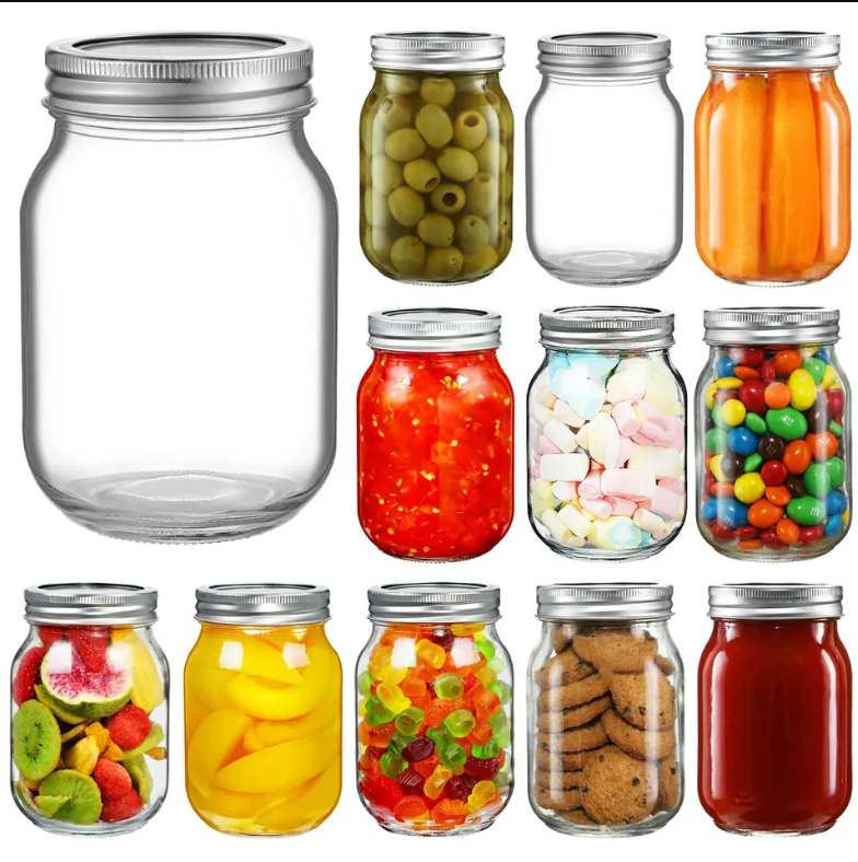 Glass Mayo Jar 150ml 250ml 300ml 500ml 8oz 1000ml Wide Mouth Canning Jam Bottle Glass Mason Jar With Metal Lid