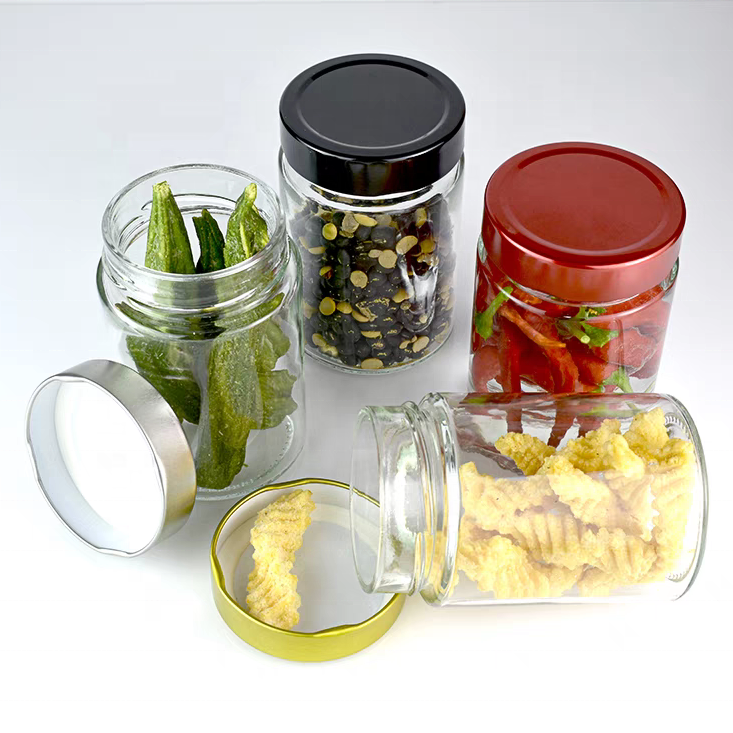 Stock Glass Ergo Jar Honey Jar Glass Jam Jars With Black Deep Twist Off Caps 106ML 212ML 314ML 500ML