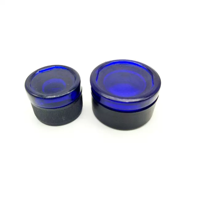 Customized Color 3 5 7 g 9 ml Solid Blue Glass Child Resistant Jar Concentrate Container With Silver Child Proof Lid Glass Jar Glass Bottle
