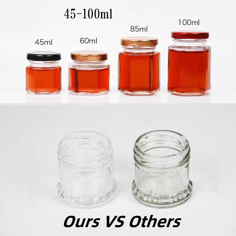 Hot Sale 25ml 1.5oz 50ml 100ml 150ml  Mini Round Spice Pickle Jam Jelly Bottle Food Storage Container Honey Jar Glass