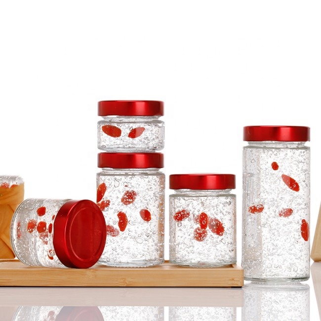 Manufacturer Quality Glass Storage Jars Bird's-Nest Jam Jars 75ml to 380ml Clear Bottles With Deep Lids Screw Cap Seal Packaging