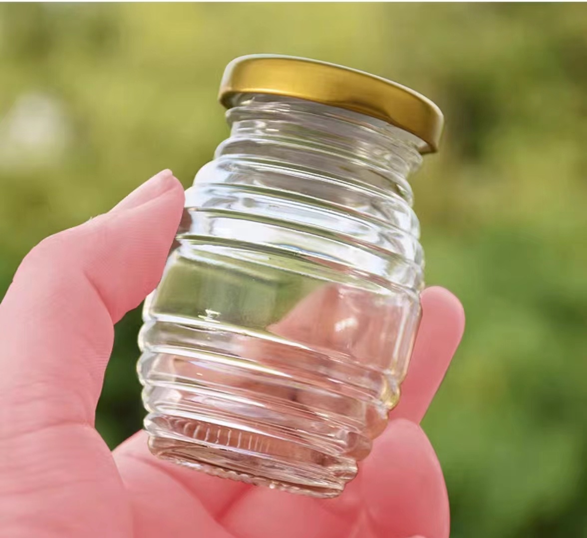 Recyclable Empty 100g 250g 500g 1000g Honey Jars Pickle Jam Jelly Glass Food Jar With Metal Twist Off Cap.