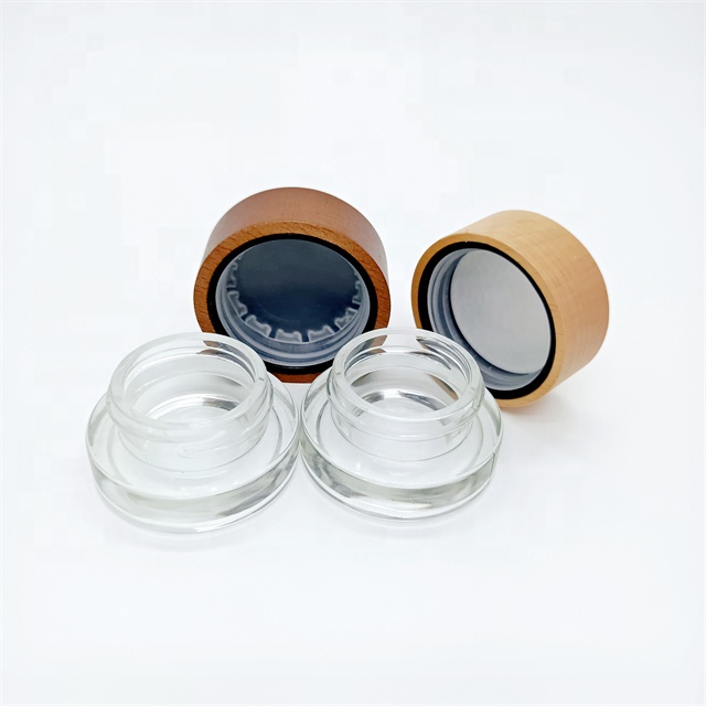 5ml 7ml 9ml Transparent Glass Concentrate Jar With Bamboo Child Resistant Lid