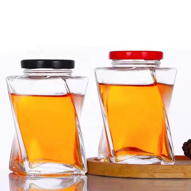 Thickened Honey Glass Jar Jam 500g High-quality Honey Bottle Twist Crystal White Glass Sealed Jar