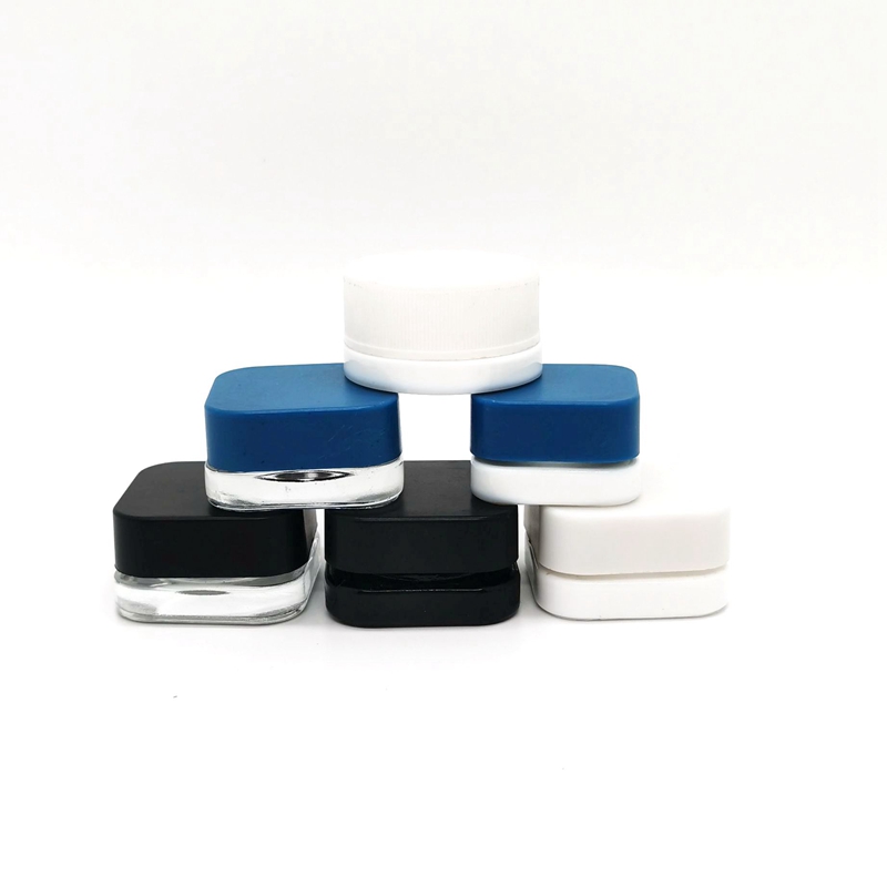 5ml 5g Square White Glass Black Jars Concentrate Containers Child Resistant Cap Child-proof glass jar glass bottle