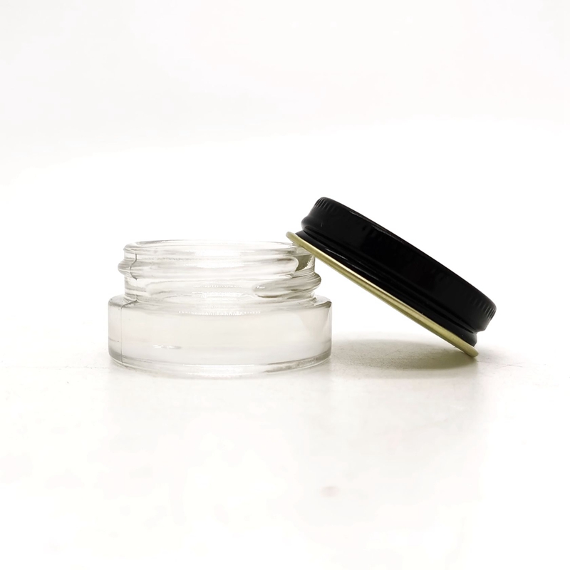 Recyclable Mini Round Glass Jar Concentrate Oil Container Child Resistant Glass Cream Jar With Metal Cap