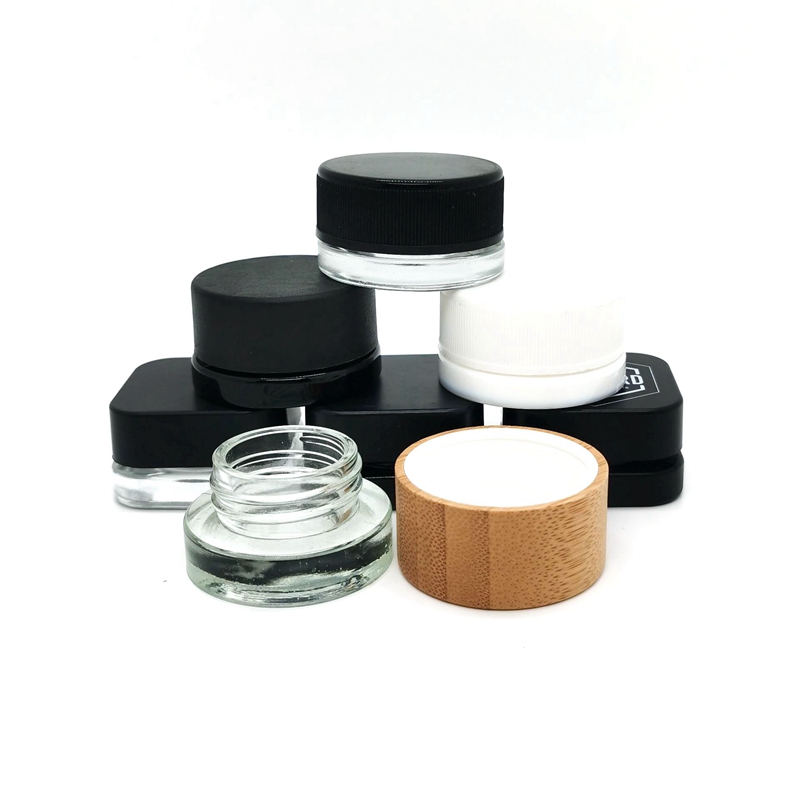 Custom 5ml 9ml Square Airtight Smell Proof Stash Container Thick Child-resistant Glass Concentrate Jar With Cr Square Lid