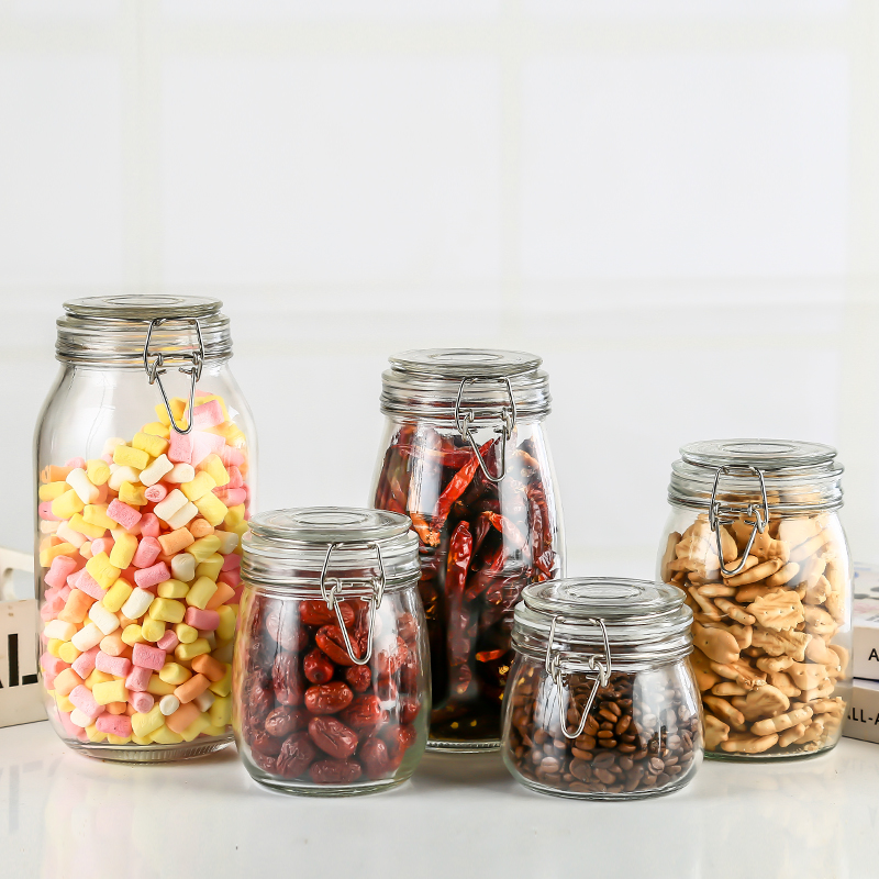88 Oz Food Storage Jars Square - Storage Containers With Clear Sealed Cord Clip Fasteners for Kitchen Canned Cereal Pasta