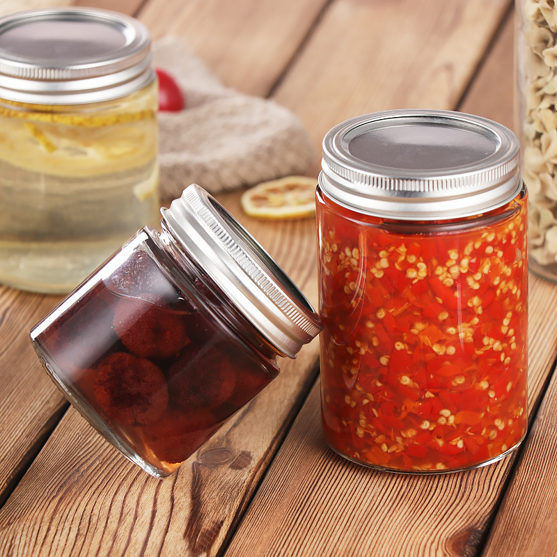 100ml- 1000ml Empty Round Airtight Recyclable Hermetic Pickle Canned Jam Food Glass Container Storage Jar With Metal Lid