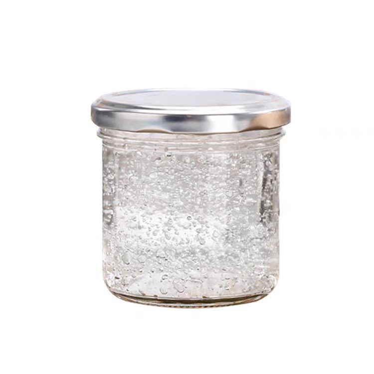 Wholesale 50ml 75ml 100ml Glass Bird's Nest Jar Streak Glass Salsa Pudding Jar W/ Metal Cap