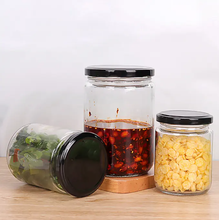 350ml 12oz Jam Jelly Spice Candle Clear Wide Mouth Glass Salsa Honey Jars in Bulk With Lids