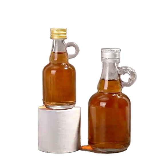 8OZ  250ml 16OZ 500ml  Glass Gallon Jug Style Bottle Empty Mini Sugar Cough Maple Syrup Liquor Bottle  With Handle