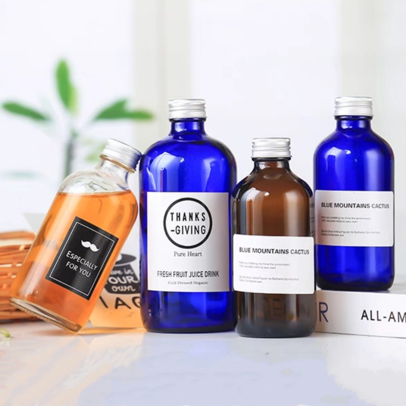 500ml Empty Blue Alcoholic Beverage Syrup Juice Kombucha Coffee Milk Boston Round Glass Bottles 250ml