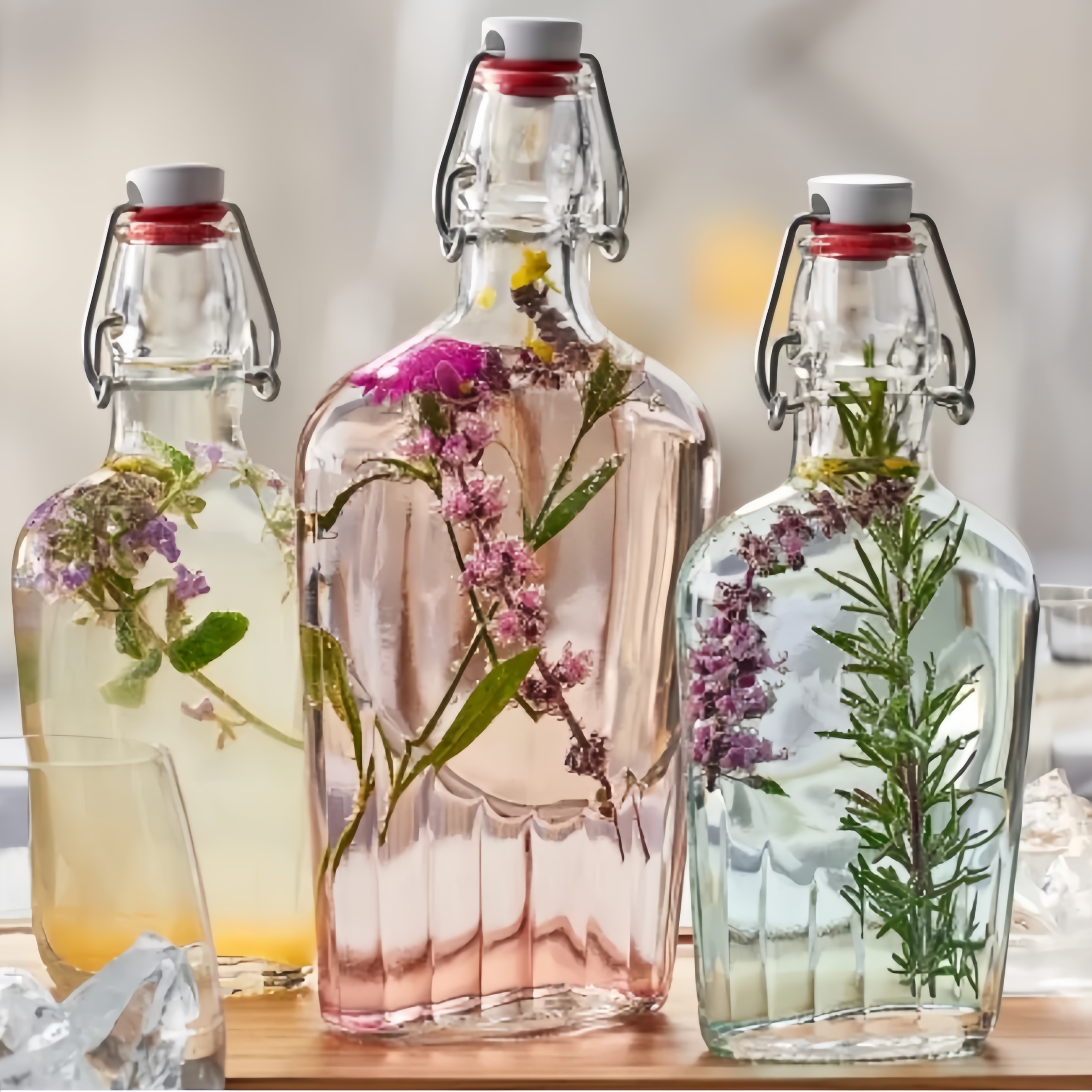 Pocket Glass Flasks 8.5 Oz Glass Vanilla Extract Bottles With Swing Top Flask for Liquids,whiskey, Liquor, Wine,water Leak Proof