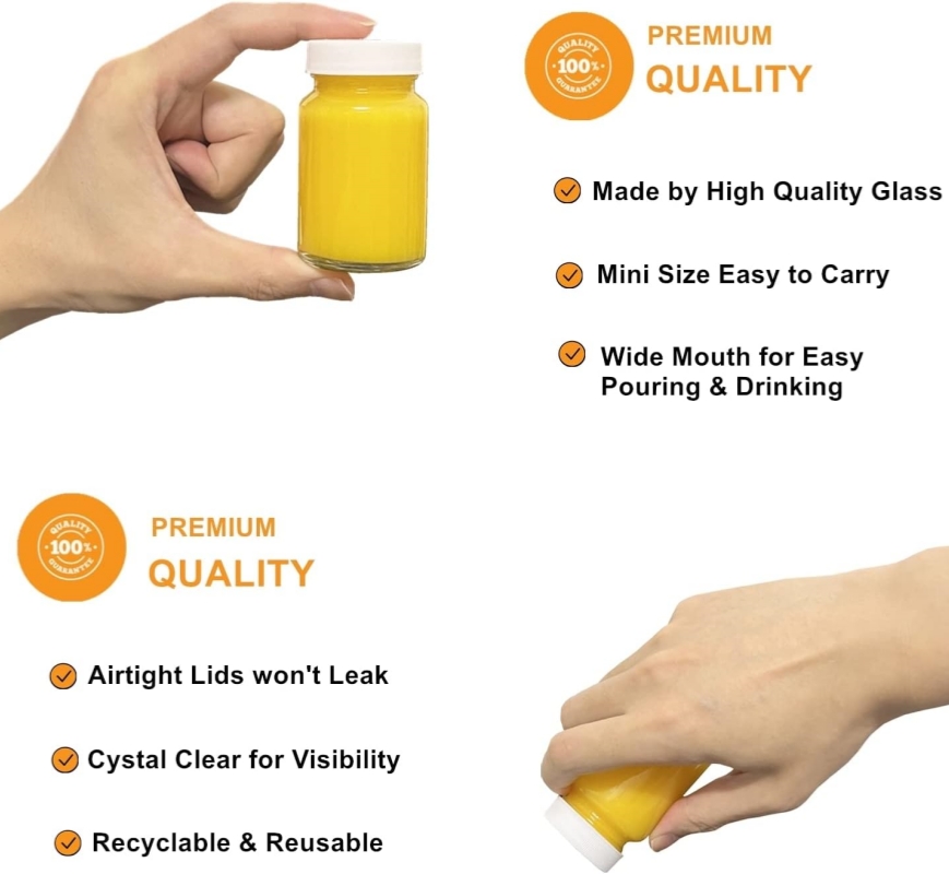 12 Pack Juice Bottles, 2oz Glass Bottles With Lids, Shot Bottles With Caps Ginger Shots Bottles, Wide Mouth Juicing Bottles