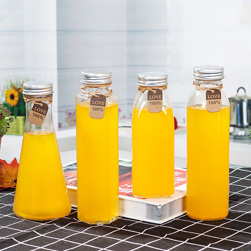 Recyclable Empty Beverage Milk Fruit Juice Drink Glass Bottles Clear Screw Cap 250ml,280ml,300ml,350ml,420ml,500ml,730ml ,1000ml